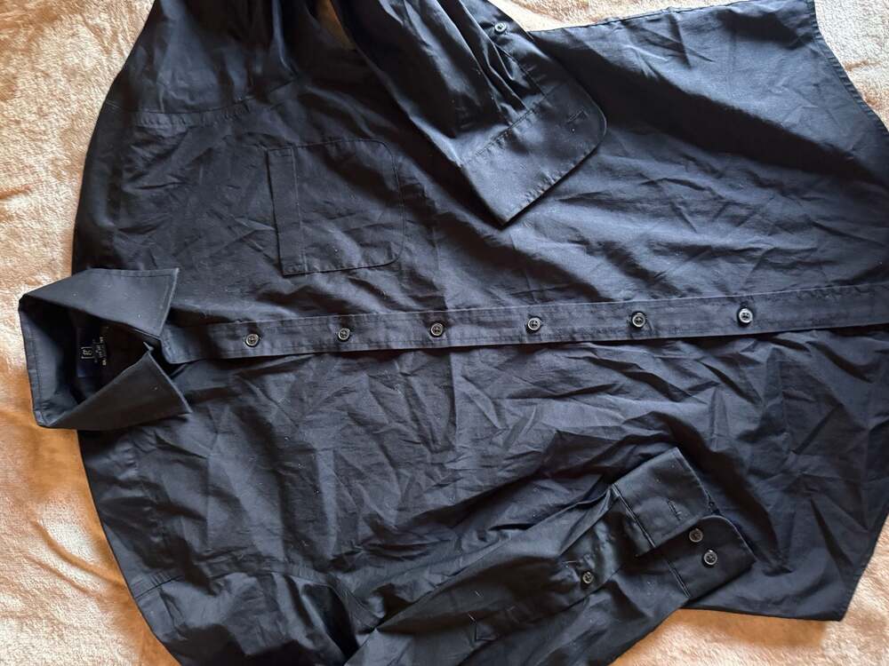 George Classic Fit Long Sleeve Button Down Shirt Black Size S 34-36